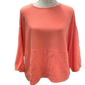 Pure J JILL Sweater Cotton/Cashmere Dolman Sleeve Pockets XSP Peach